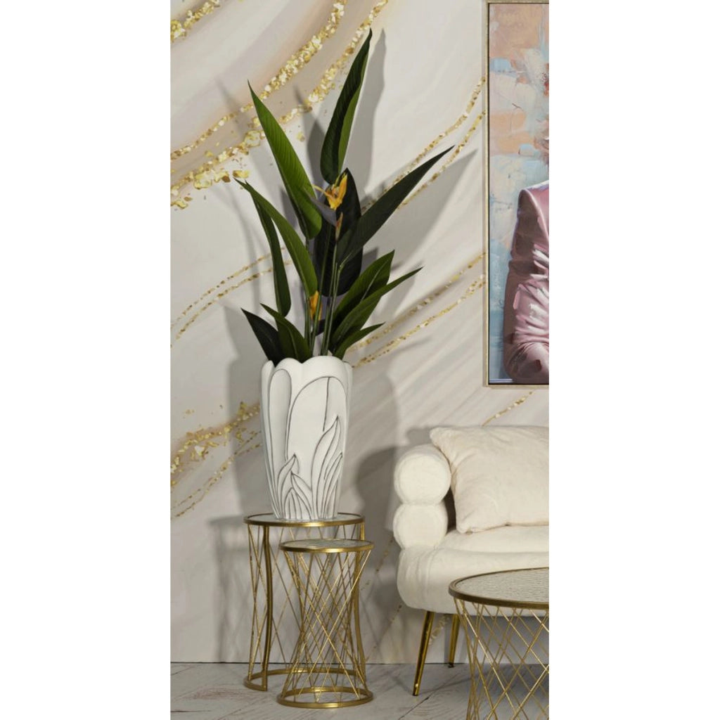 Vaso Decorativo VKH661, Bianco, Poliresina, 29x29x48 cm