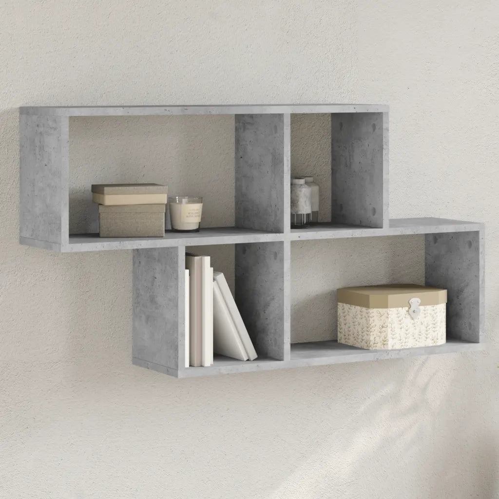 Scaffale a Muro Grigio Cemento 100x20x53 cm Legno Multistrato