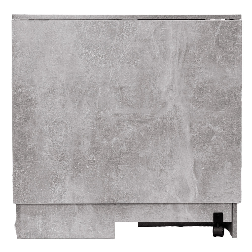 Tavolo da Pranzo Salvaspazio Scrivania Pieghevole con Ruote Cemento 140x75x74cm