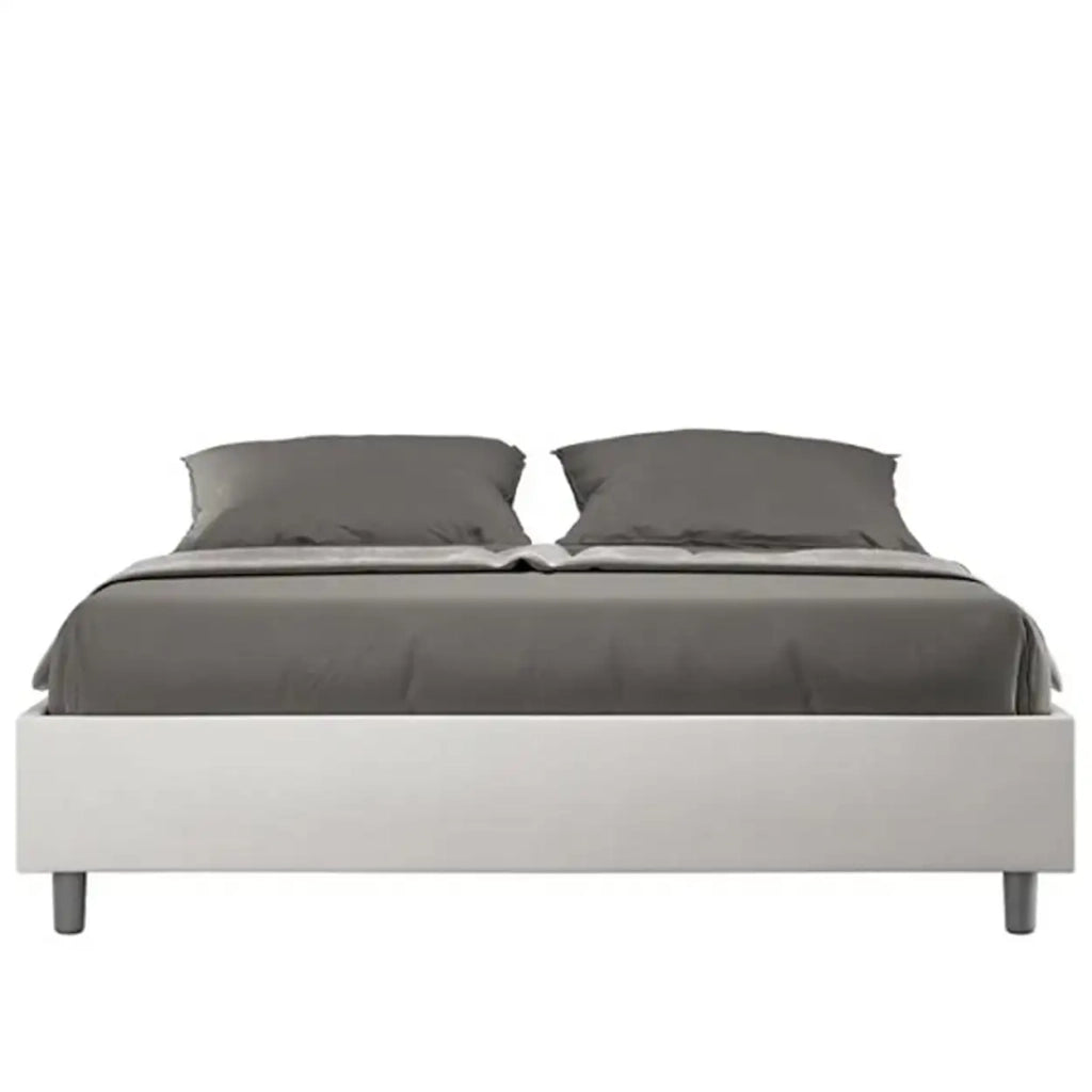 Letto matrimoniale senza rete imbottito 160x210 similpelle bianco Azelia