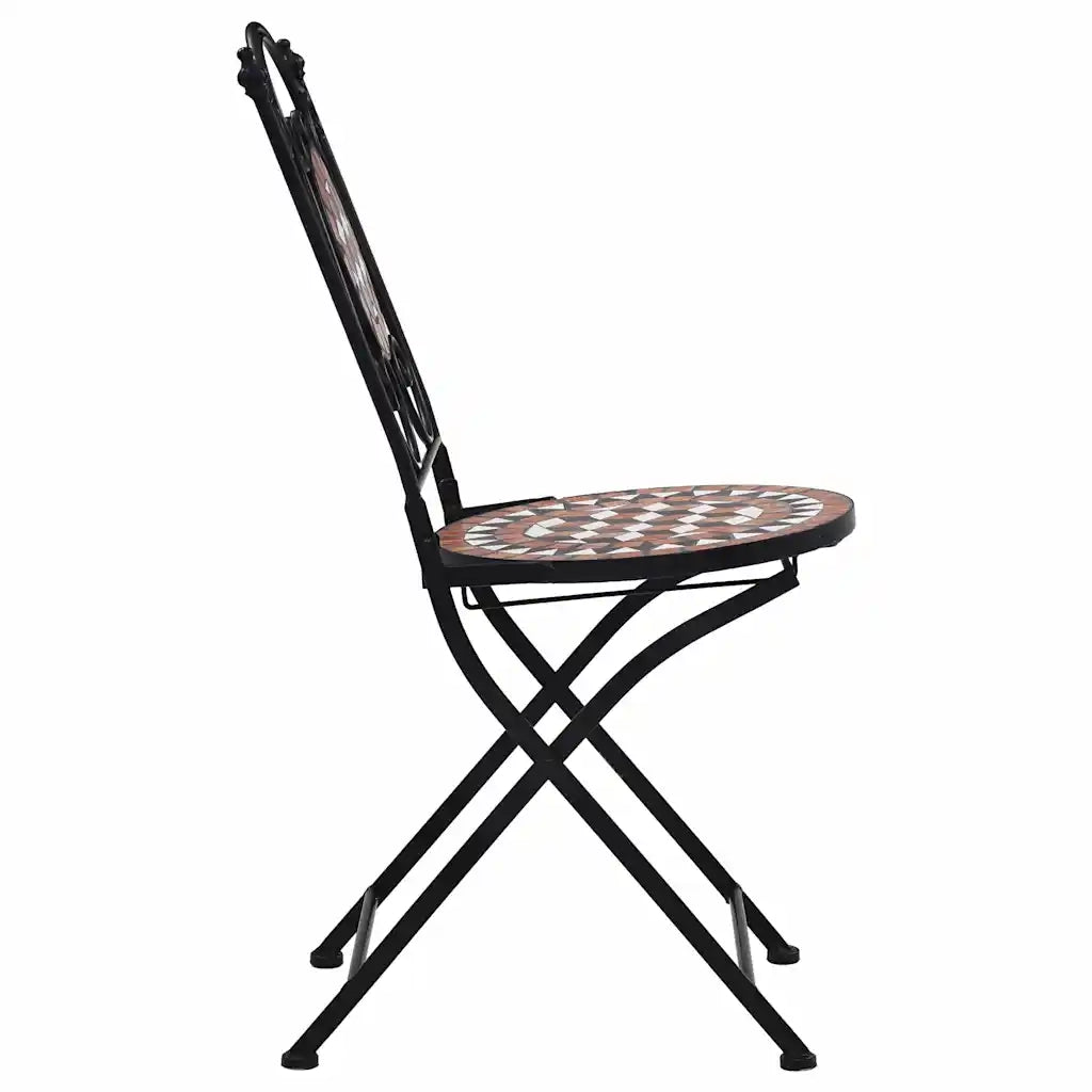 Sedie da Bistrò con Mosaico 2 pz Marroni in Ceramica 46714