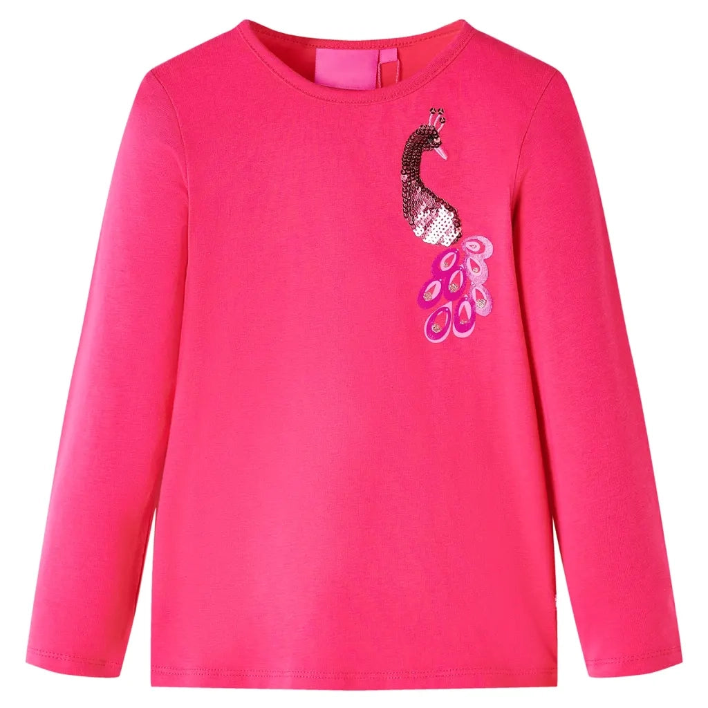 Maglietta da Bambina a Maniche Lunghe Fucsia 128cod mxl 132272