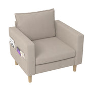 Poltrona relax con tasche laterali e cuscino; per lettura; in chenille khaki