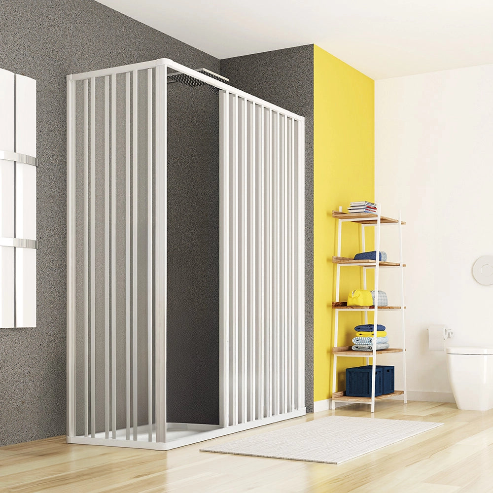 Box doccia angolare 80x100 a soffietto in PVC con apertura centrale Teti