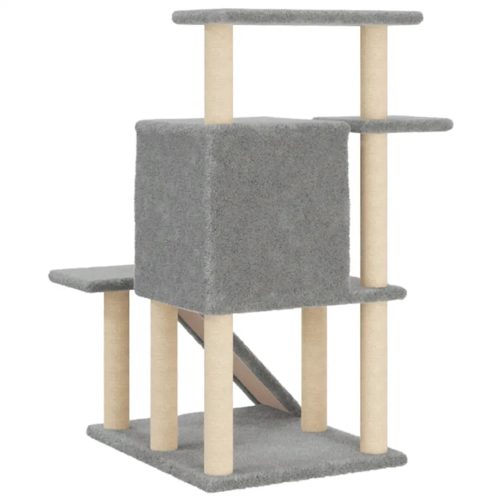 Albero per Gatti con Tiragraffi in Sisal Grigio Chiaro 97 cm