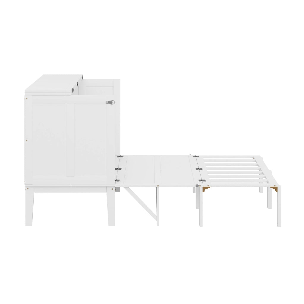 Letto pieghevole verticale 140x200 cm salvaspazio in legno bianco