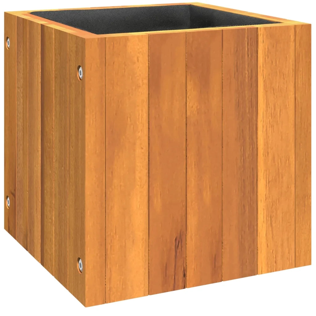 Fioriera | Cassetta per fiori | Vaso da Giardino 25x25x25 cm in Legno Massello di Acacia