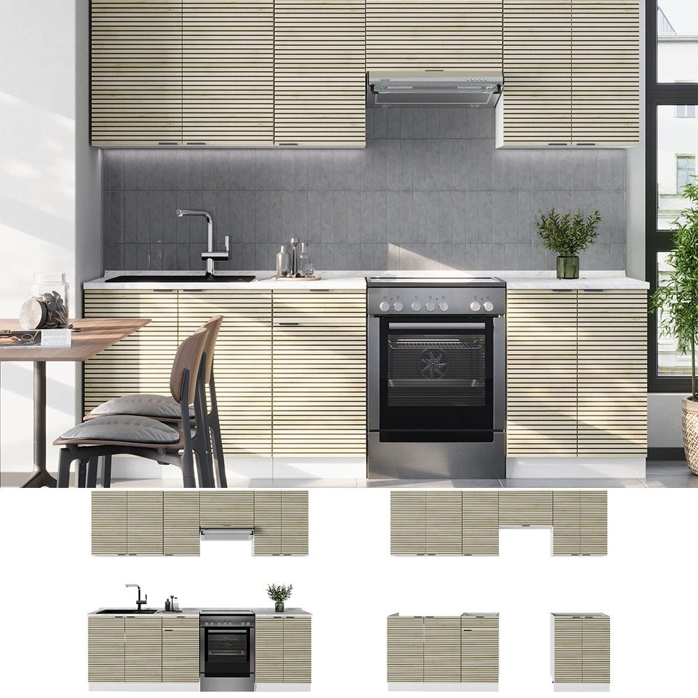 Cucina componibile Fame-Line Pannello in quercia/Bianco 240 cm, PL Rovere Vicco