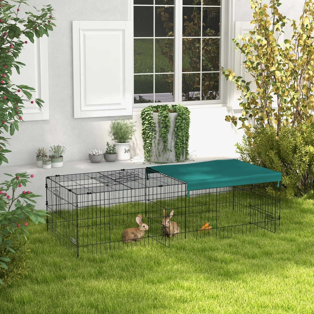 Gabbia per Conigli da Esterno e Interno con Tettuccio in Acciaio, 185x75x50cm, Verde
