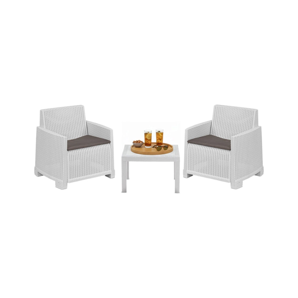 Salottino Outdoor Rosta, set Salotto da Esterno 2 Posti Made in Italy, Bianco