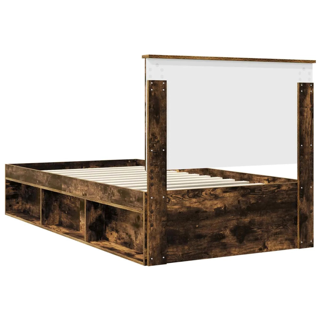 Struttura del letto Rovere fumé 100 x 200 cm Pino massello