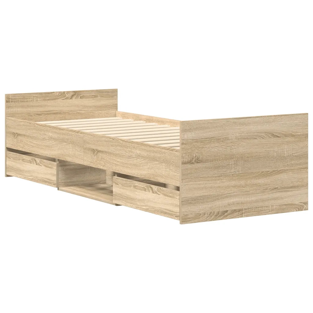 Giroletto con Testiera e Pediera-Struttura Letto Rovere Sonoma 90x190 cm