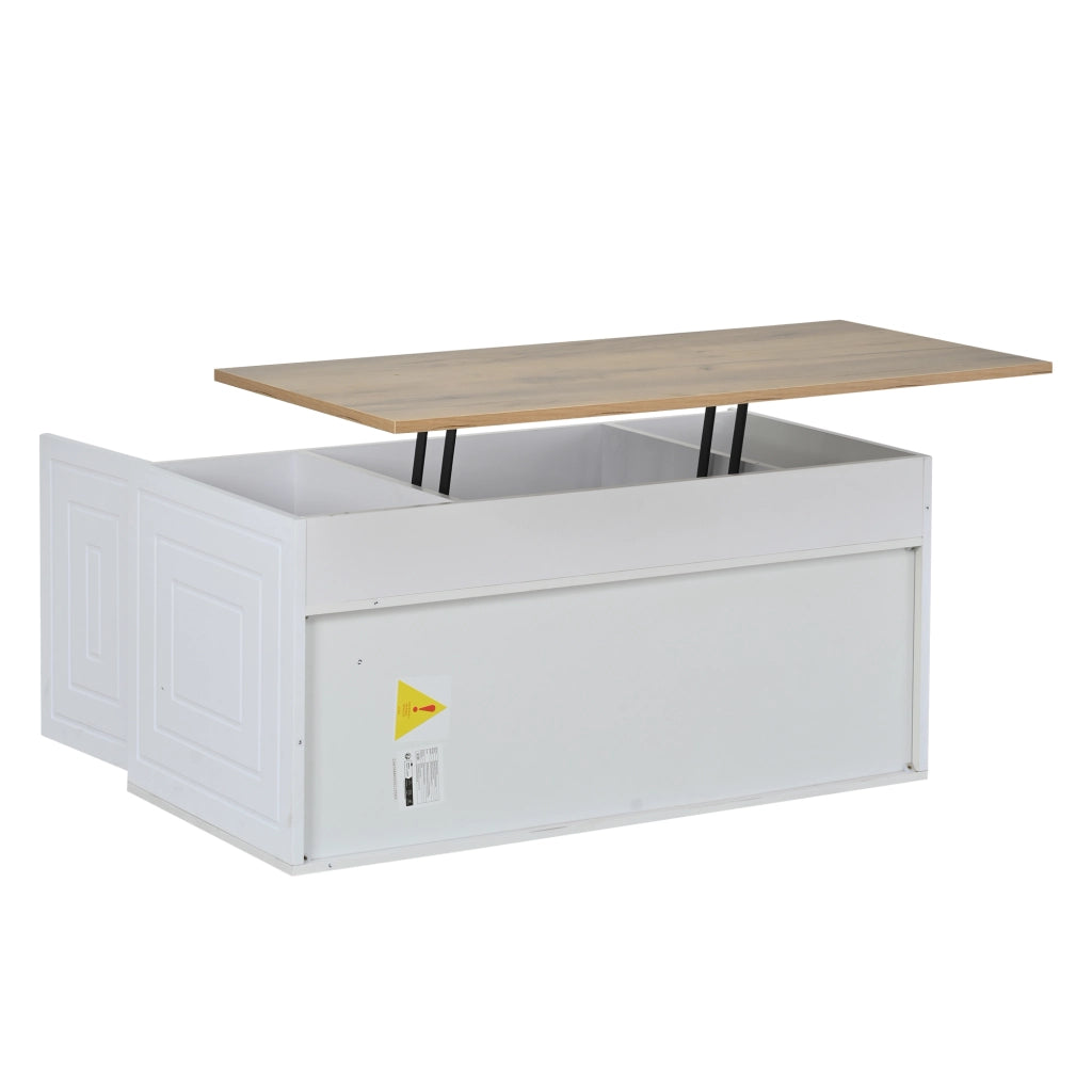 Tavolino da Salotto Regolabile in Altezza con 2 Ante ¨C MINIMAL ¨C Design Moderno, 95x46x45 cm