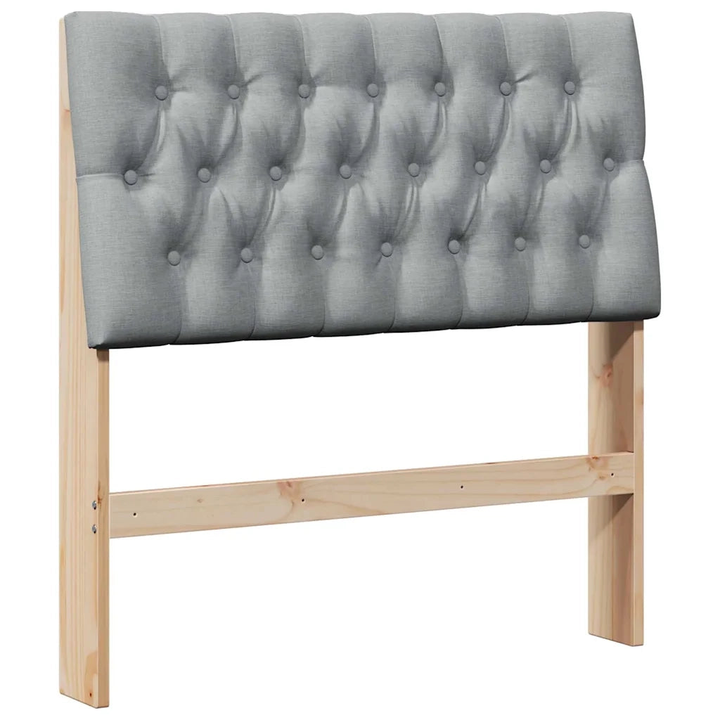 Testiera imbottita-Testiera con Cuscini-Testata Grigio chiaro 90 cm Pino massello 180839