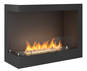 Camino a Bioetanolo da Incasso 60x45 cm Corner 600 Left Sinistro Nero con Vetro