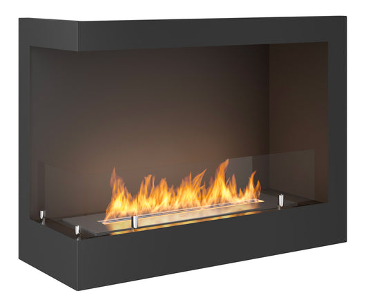 Camino a Bioetanolo da Incasso 60x45 cm Corner 600 Left Sinistro Nero con Vetro