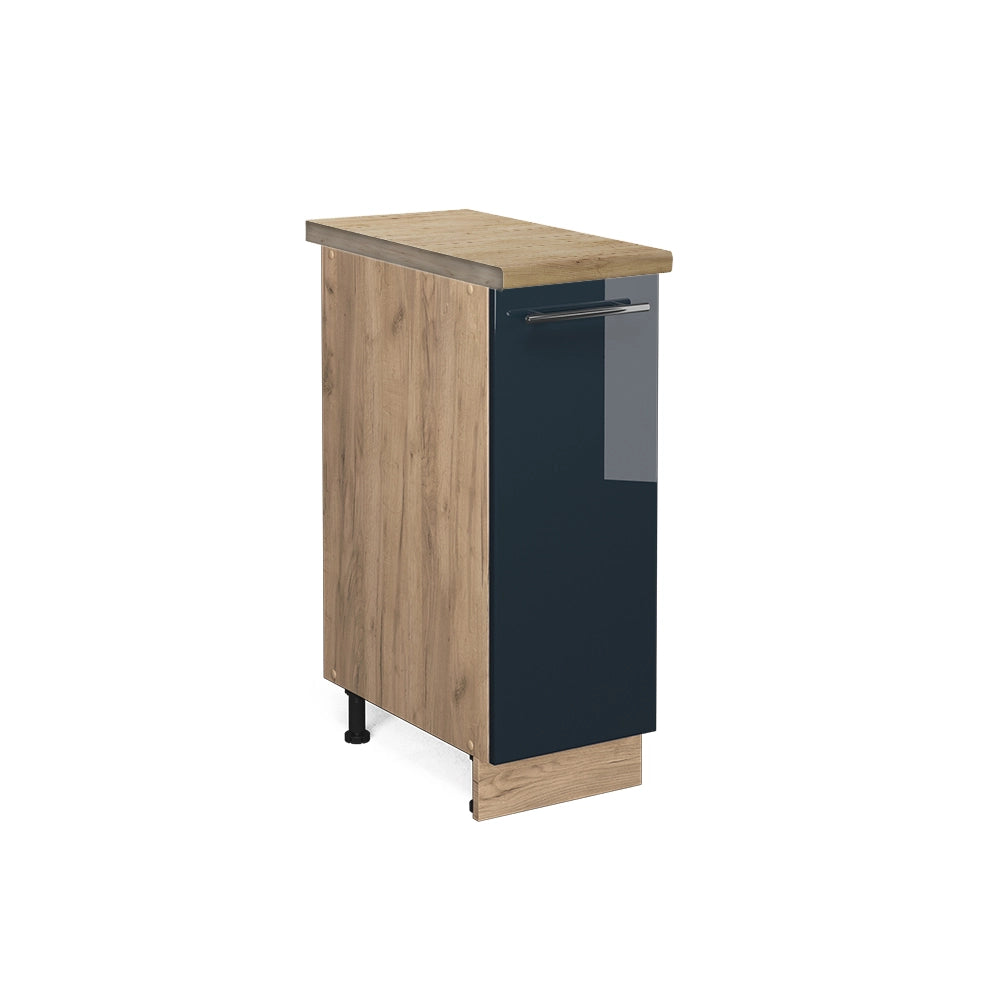 Armadio cucina dispensa alto Fame-Line Blu scuro lucido/Rovere dorato 30 cm, PL Rovere Vicco