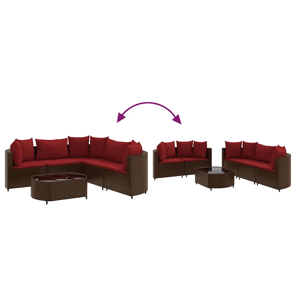 vidaXL Set Divano da Giardino 6 pz con Cuscini Marrone in Polyrattan