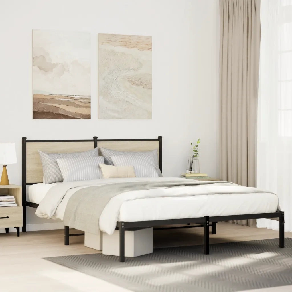 Giroletto senza Materasso in Metallo-Struttura Letto Rovere Sonoma 140x200 cm 169525