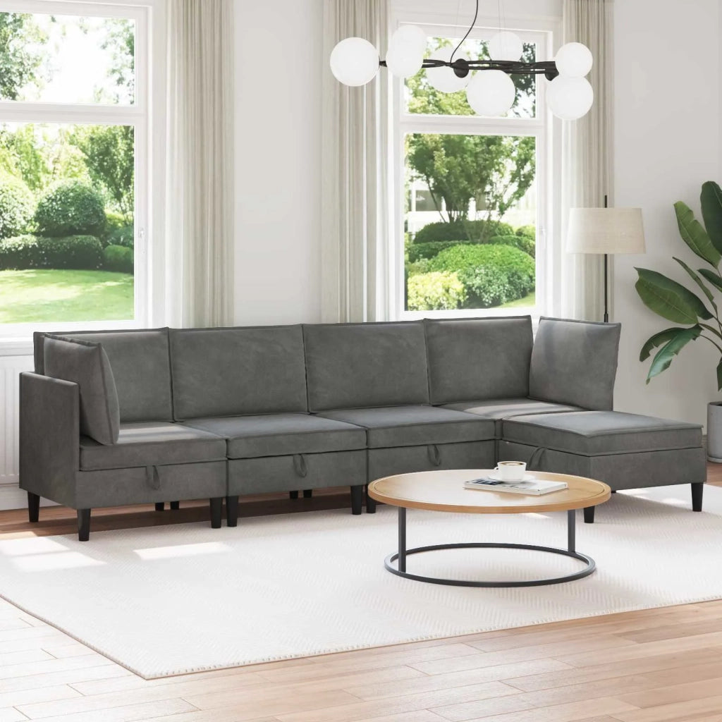 Set di mobili per il soggiorno 5 pcs Grigio Scuro Velluto