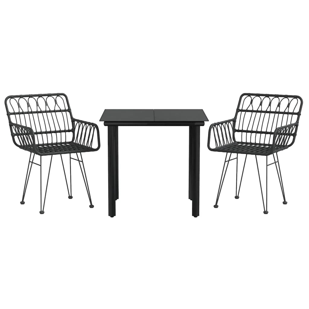 Set da pranzo da giardino per esterni 3 pezzi in resina di vimini nera 02_0013678