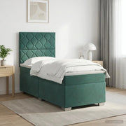 Letto box spring con materasso Verde Scuro 100 x 200 cm Velluto 3455057