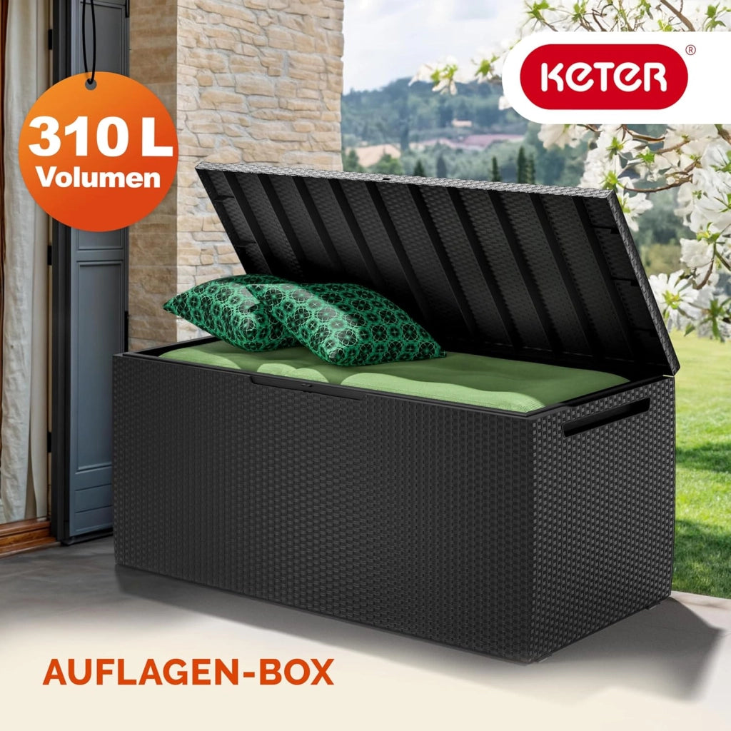 Keter Box Contenitore Marvel Plus 220kg in Rattan con Maniglie Smart Click System Cassapanca da Giardino Esterno