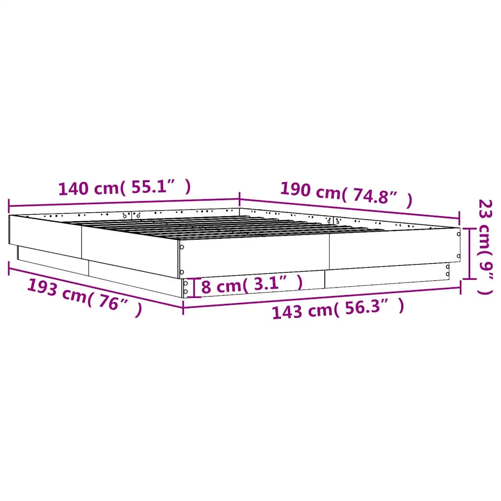 Giroletto-Struttura Letto Bianco 140x190 cm in Legno Multistrato 111154