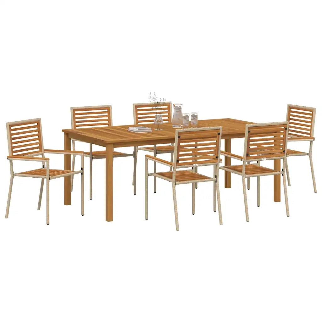 Set da Pranzo per Giardino 7 pcs Beige Legno di Acacia Massello 3365525