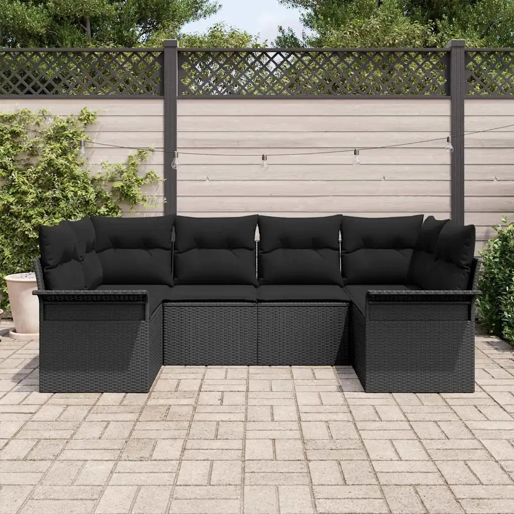 Set Divano da Giardino con archiviazione 6 pcs Nero Poly Rattan 3354172