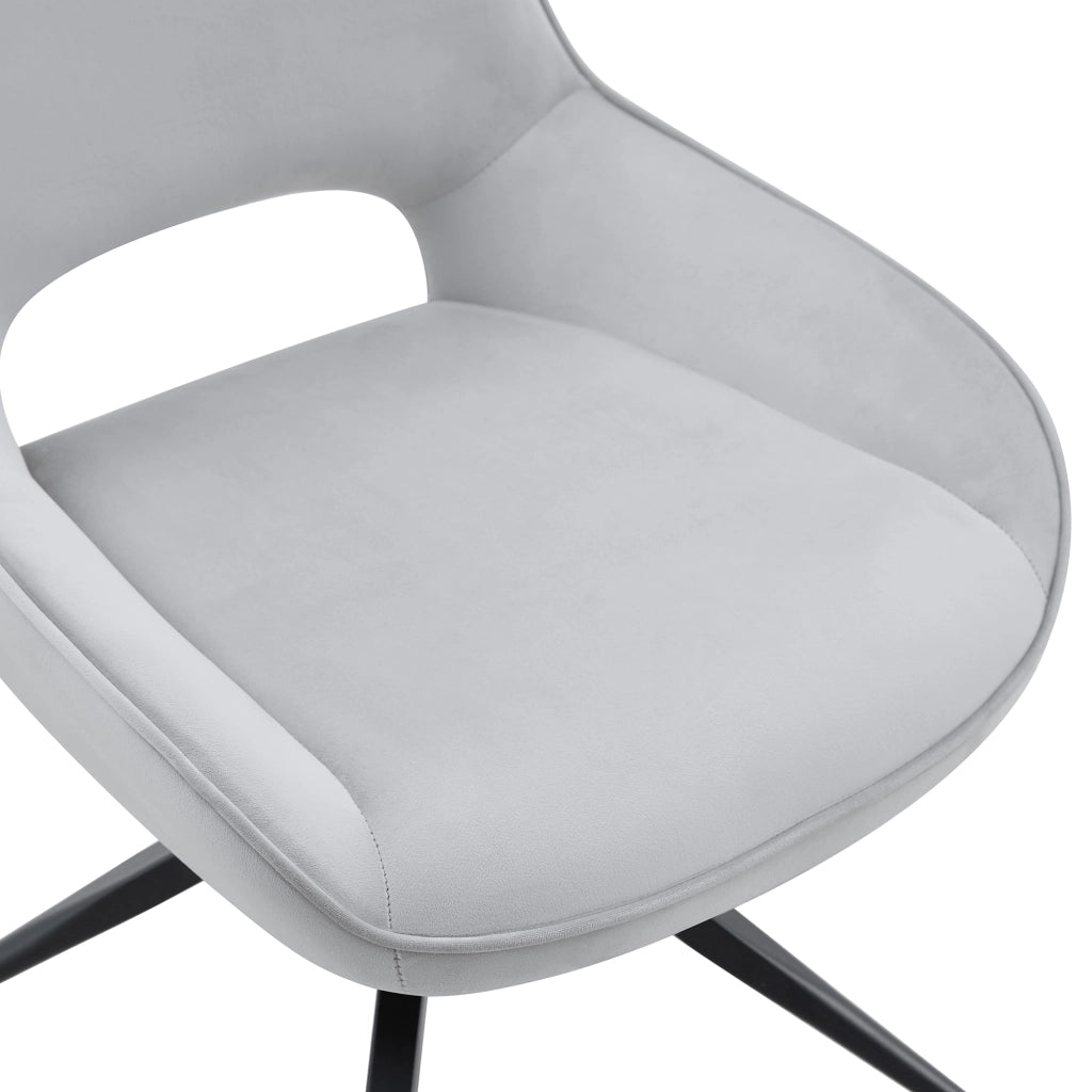 SEDIA DA PRANZO Girevole 360° Set da 2 pezzi Velluto Grigio Chiaro Metallo Nero