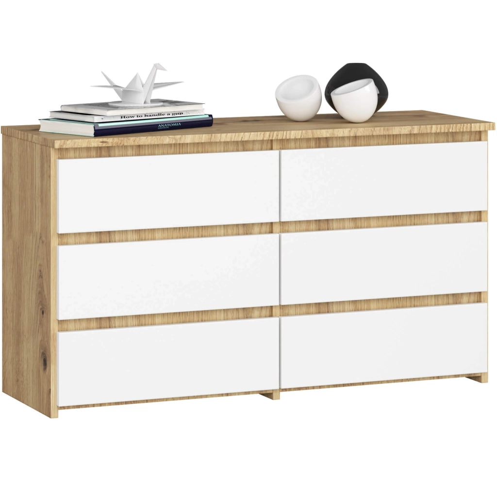 Cassettiera CL100 compatta AKORD Quercia Artisan 100 cm 6 cassetti inserto frontale Bianco 100x35x57 cm