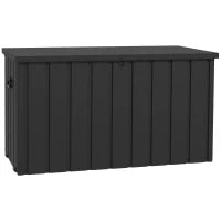 Panca Contenitore da 450L con 4 Rotelle e Maniglie, in Acciaio e PP, 125.5x61.5x70 cm, Grigio Scuro