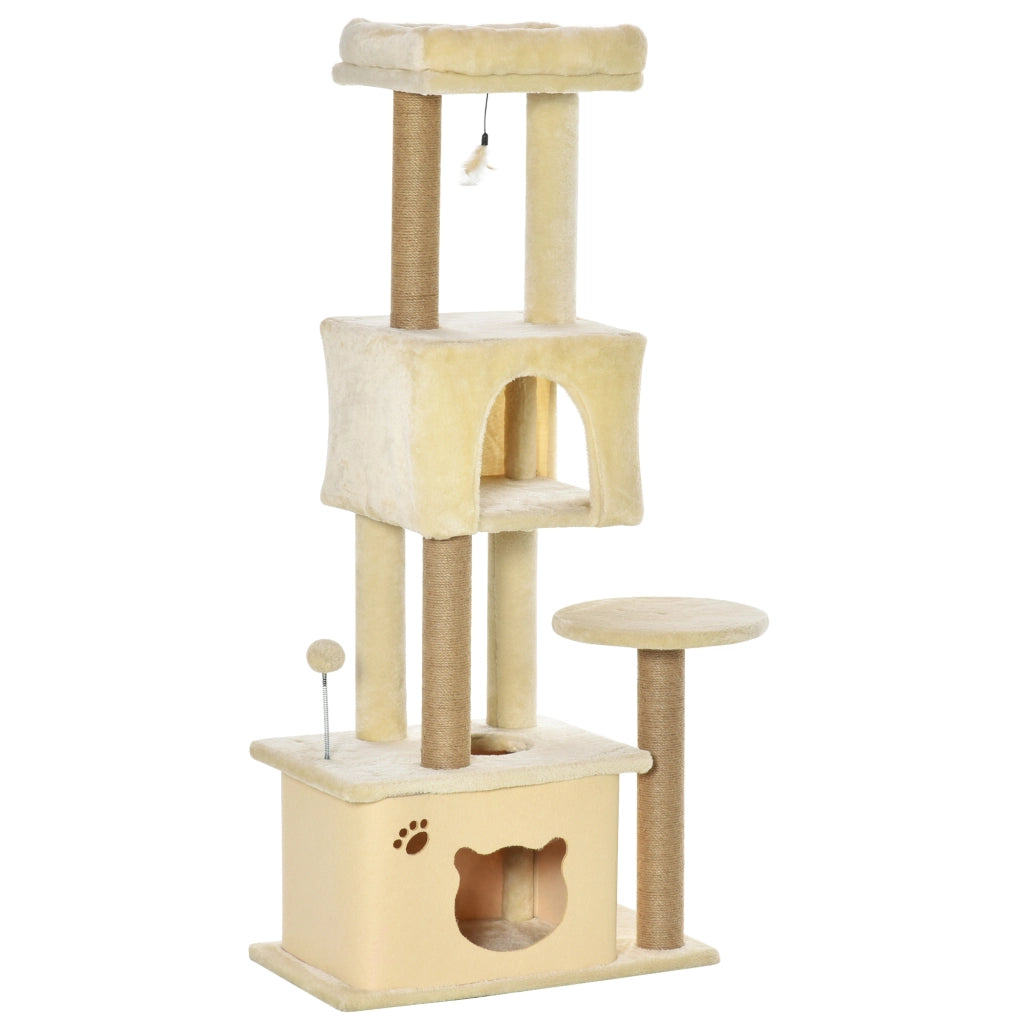 Tiragraffi per Gatti con Cuccia e Lettino ¨C Zephmum ¨C Beige 136 cm