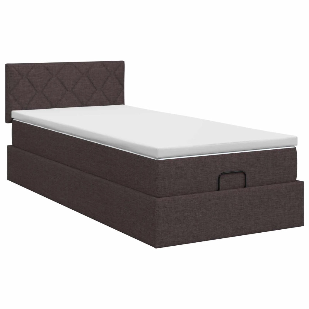 Letto ottomano con materasso Marrone Scuro 90 x 190 cm Tessuto 3456374