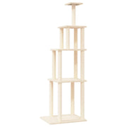 Tiragraffi per gatti torre per arrampicata giocattolo piattaforma per arrampicata con tiragraffi in sisal 183 cm crema 02_0022505