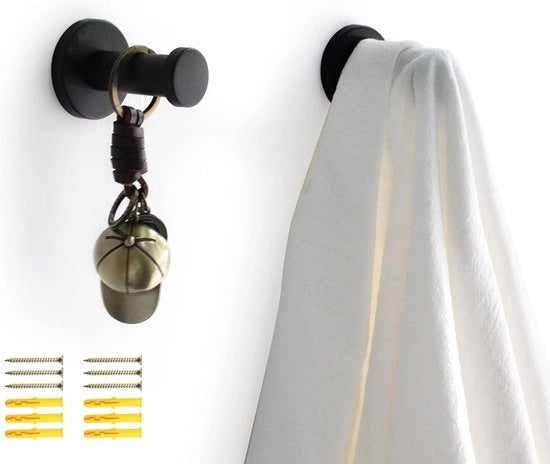 Hanger da Parete a Sfera in Acciaio Nero 53 mm - Set da 2 - Hanger a Cassetta per Cucina, Bagno, Studio e Camera da Letto
