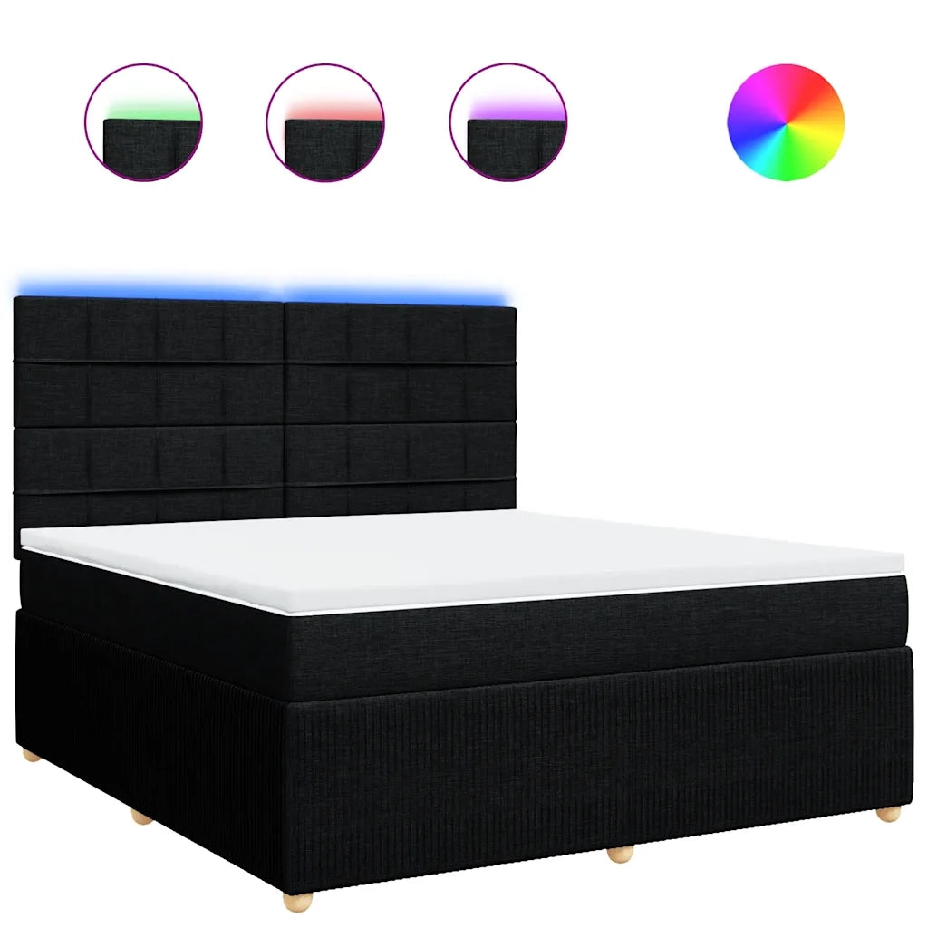 vidaXL Giroletto a Molle con Materasso Nero 180x200 cm in Tessuto