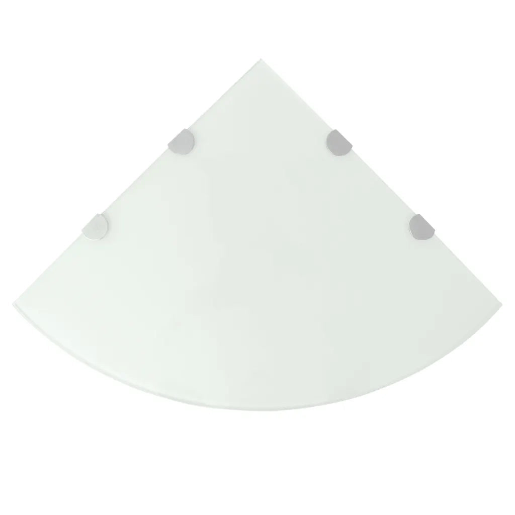 Scaffale Angolare con Supporti Cromati Vetro Bianco 45x45 cm cod mxl 33407
