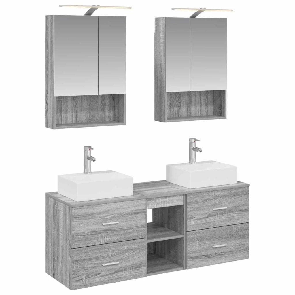 Set di mobili per il bagno 5 pcs Sonoma grigio 3406804