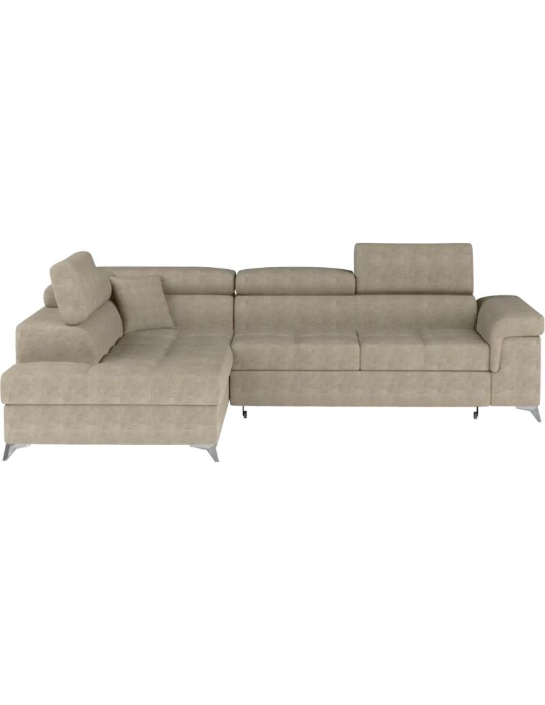 Divano angolare convertibile PALAZZO 4 posti beige – angolo sinistro con contenitore