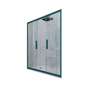 Porta doccia scorrevole 120 CM H 200 Vetro Trasparente Profilo Verde night watch mod. Glam