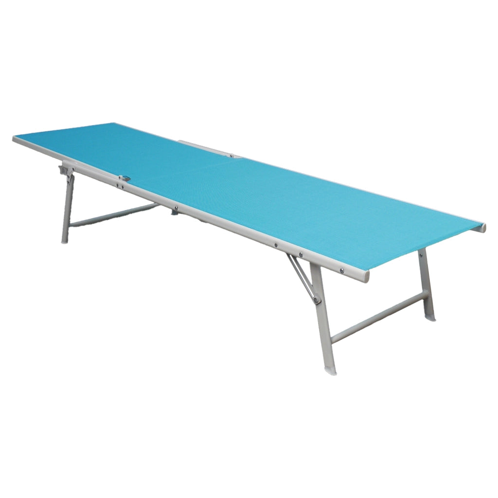 Set di 2 lettini pieghevoli SICILIA in textilene blu - struttura bianca