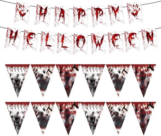 Set di decorazioni da Halloween 28 pezzi - Banners grotteschi - Buon Halloween - Decorazione da tavolo - Decorazione da festa - Per interni/esterni