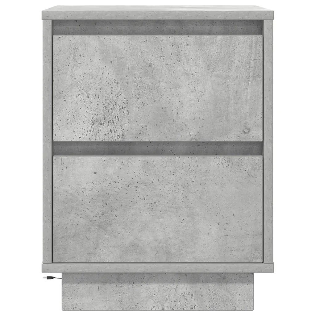 Comodino con Luci LED-Tavolino da notte Grigio Cemento 38x34x50 cm 533297