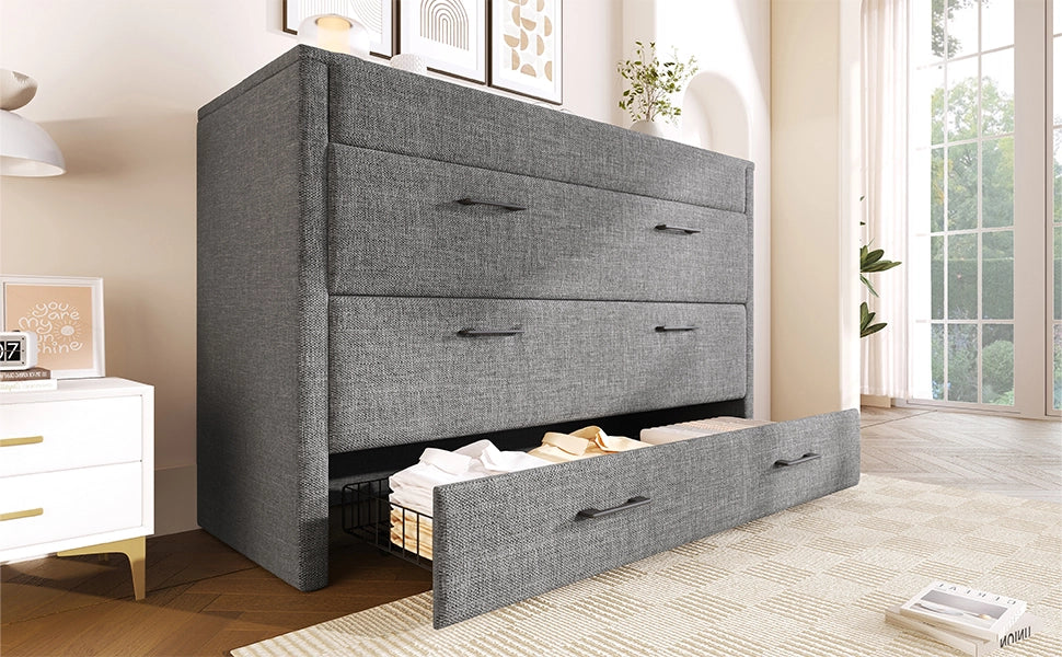 DESMIU Letto a scomparsa 140 × 200 cm 2 posti con 1 cassetto, USB, Type-C e ripiano, senza materasso, grigio