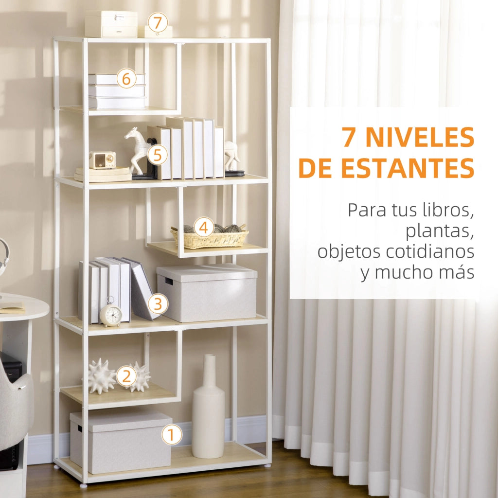Libreria con Ripiani in Melamina e Struttura Metallo ¨C ZephMum ¨C 83x34x180 cm Robe e Bianco