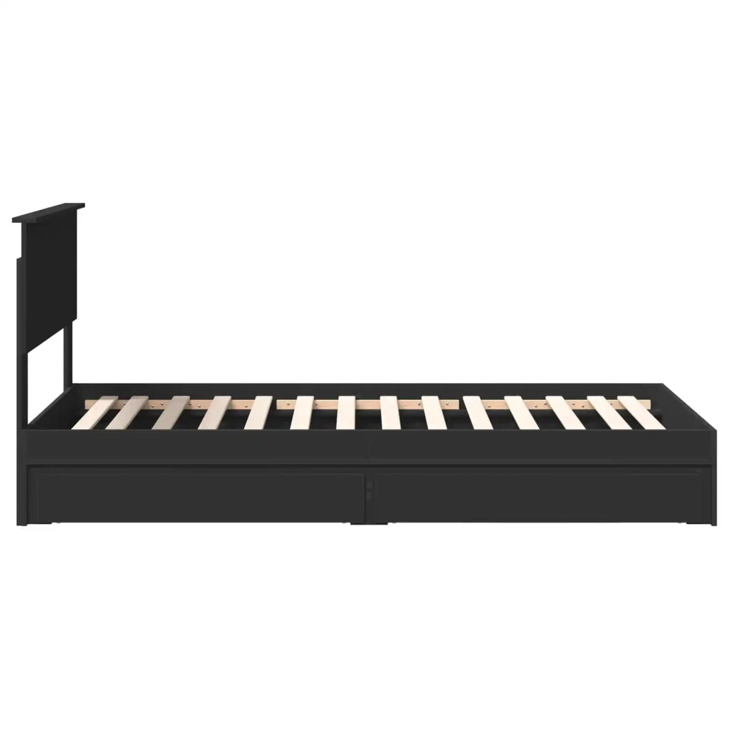 Letto con Contenitore Nero 90 x 190 cm Legno multistrato 3408495
