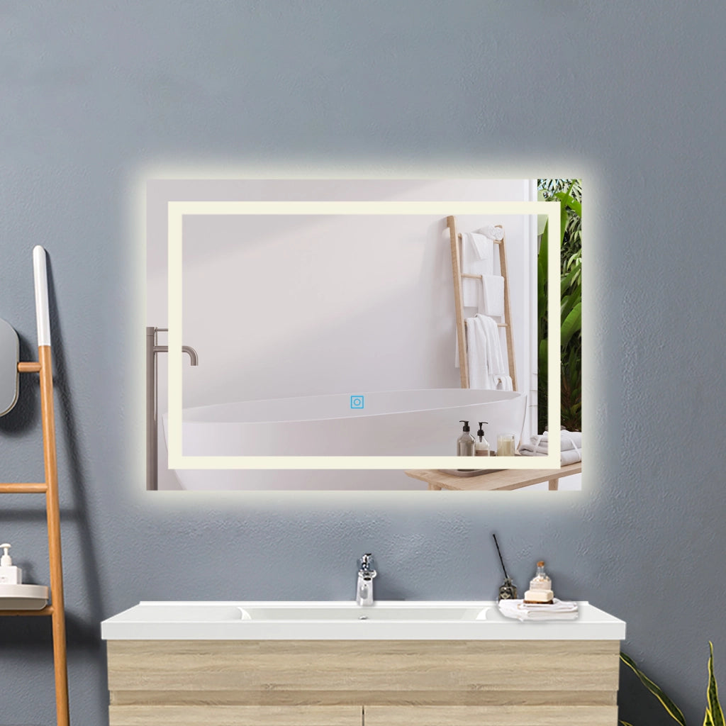 AICA IT Specchio Da Bagno Rettangolare Da 150x80cm con LED, Antiappannamento, 3 Temperature Colore