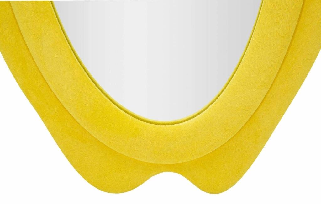 Specchio Brione, Specchiera, Articolo d'arredo a muro, Decorazione con specchio, 40x4 h160 cm, Giallo